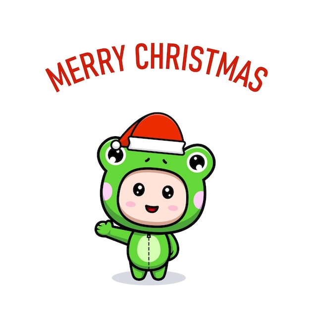 Cute mascot character celebrate Christmas greeting card illustration