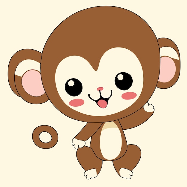 Cute mascot monkey hand drawn cartoon sticker icon concept isolated illustration