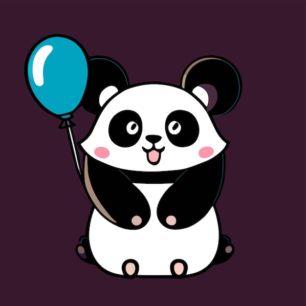 Cute mascot for a panda flat cartoon vector design for cute animals Suitable for birthday design