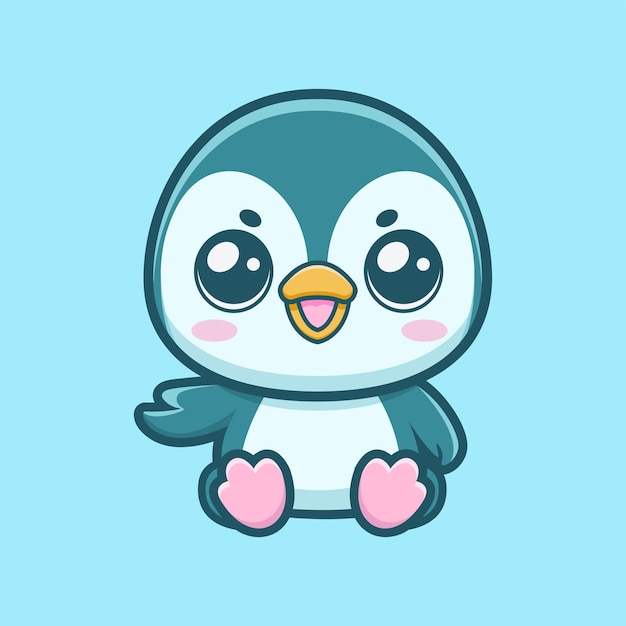 Vector cute mascot penguin vector illustration