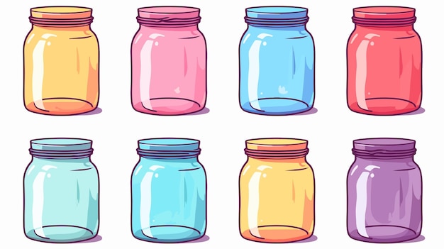 Cute Mason Jar Icon Flat Vector Isolated on White Background