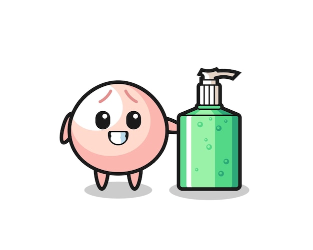 Cute meatbun cartoon with hand sanitizer , cute style design for t shirt, sticker, logo element