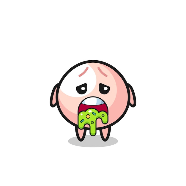 The cute meatbun character with puke , cute style design for t shirt, sticker, logo element