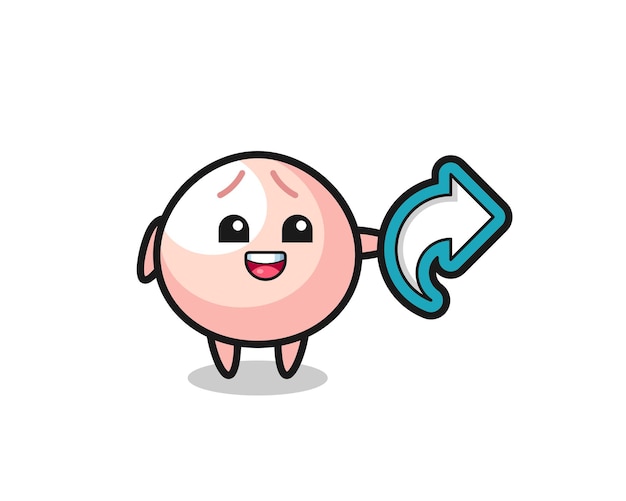 Cute meatbun hold social media share symbol , cute style design for t shirt, sticker, logo element