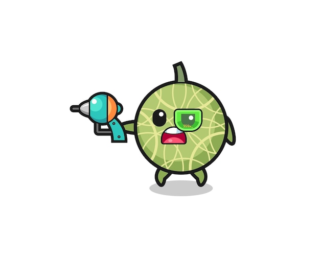 Cute melon holding a future gun , cute design