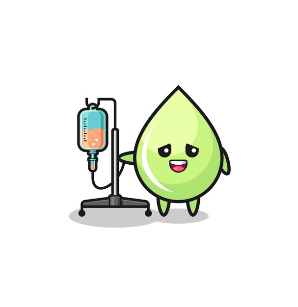 Cute melon juice drop character standing with infusion pole