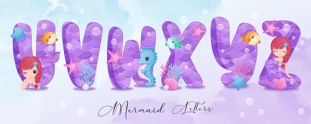 Cute Mermaid Alphabets Part V