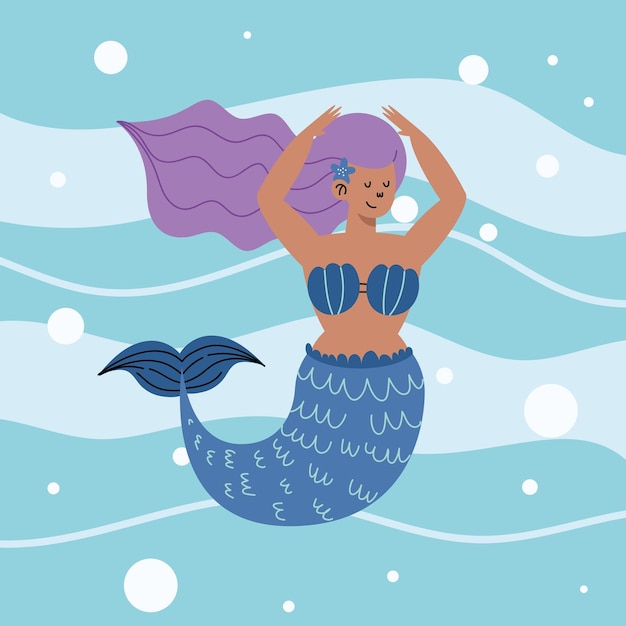 Cute mermaid in sea