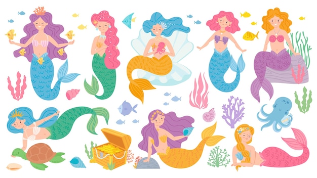 Cute mermaids set