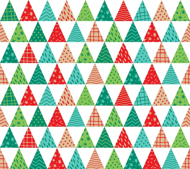 Cute Merry Christmas Red Green Blue Texture Pine Tree Christmas Tree Background Vector Illustration