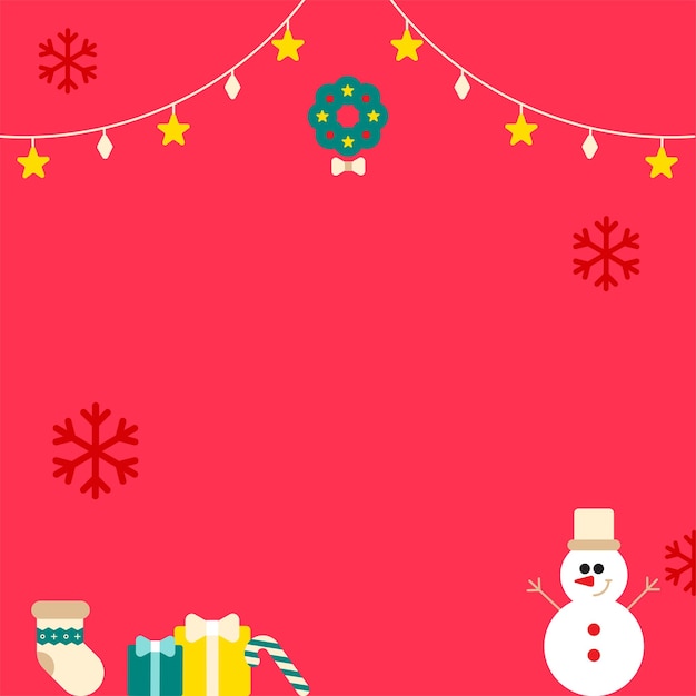 Cute Merry Christmas Snowman Candy cane Gift Christmas Snowflake Star Card Copy Space Template