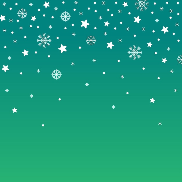 Cute Merry Christmas Star Snow Snowflake Confetti Element Ditsy Green Seamless Pattern Background