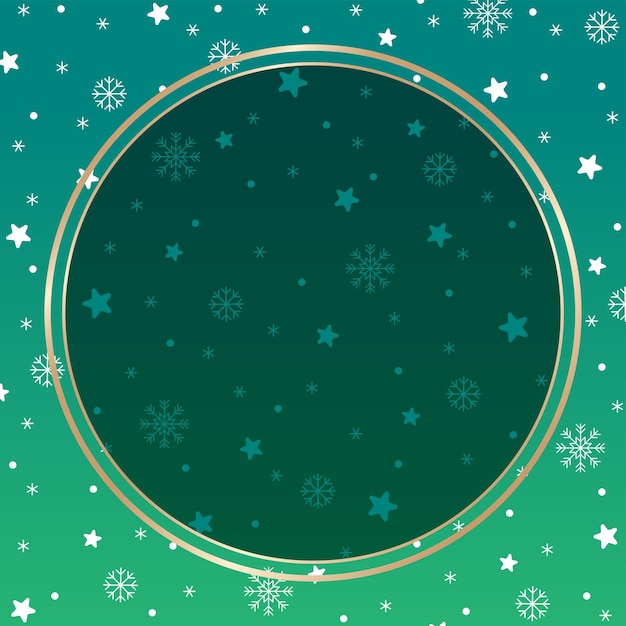 Cute Merry Christmas Winter Snow Snowflake Confetti Copy Space Circle Green Template Border Frame