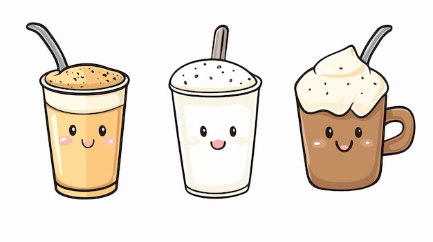 Cute Milk and Cappuccino Cartoon Characters