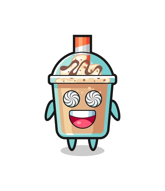 Cute milkshake character with hypnotized eyes cute style design for t shirt sticker logo element