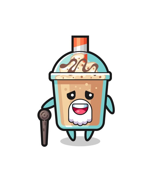 Cute milkshake grandpa is holding a stick  cute style design for t shirt sticker logo element