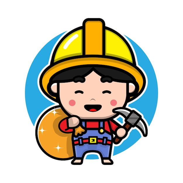 Cute miner cartoon character design