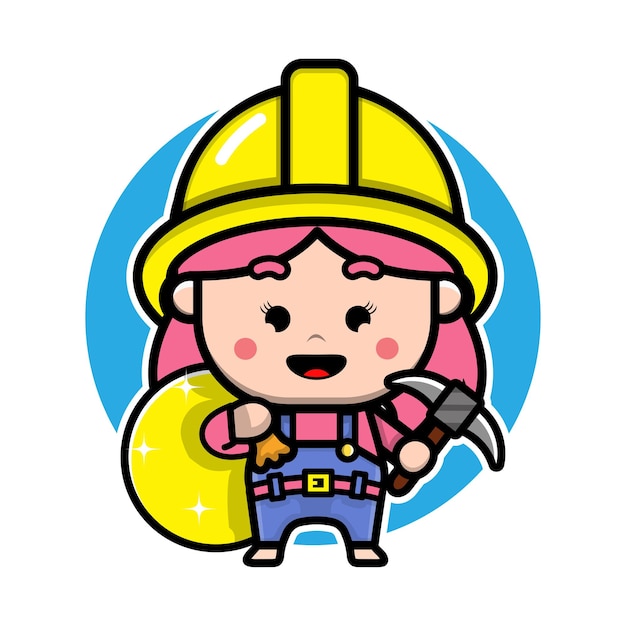 Cute miner girl character design