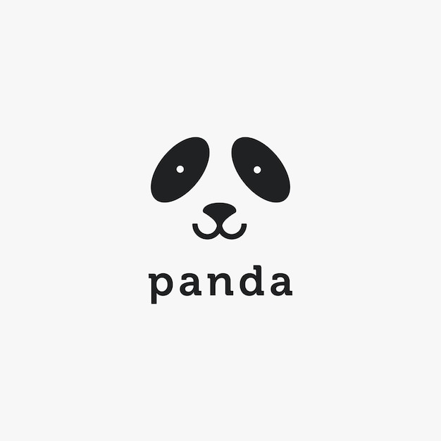 Cute minimalist Panda face Logo Icon vector template on white background