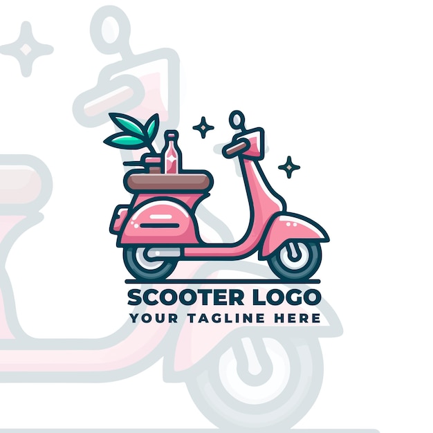 Vector cute minimalist scooter logo design