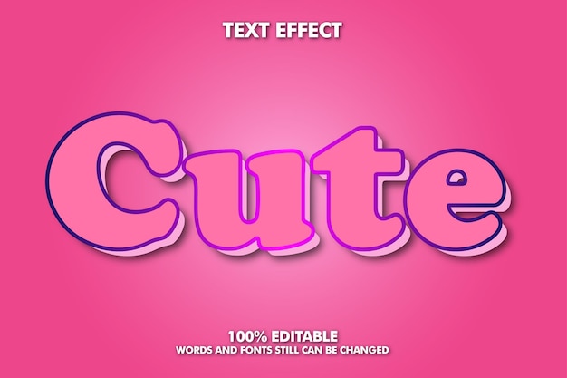 Cute Modern bold 3d typography cartoon editable text effect