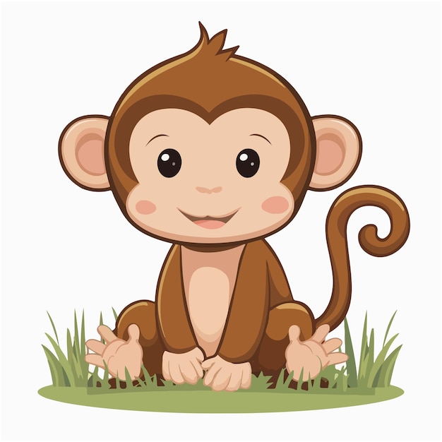 Vector cute monkey animal character