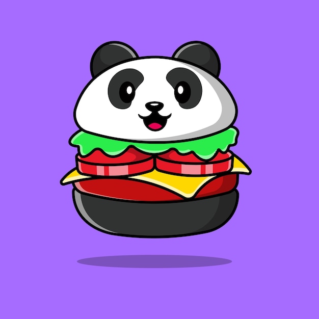 Cute Monkey Burger Cartoon Vector Icons Illustration