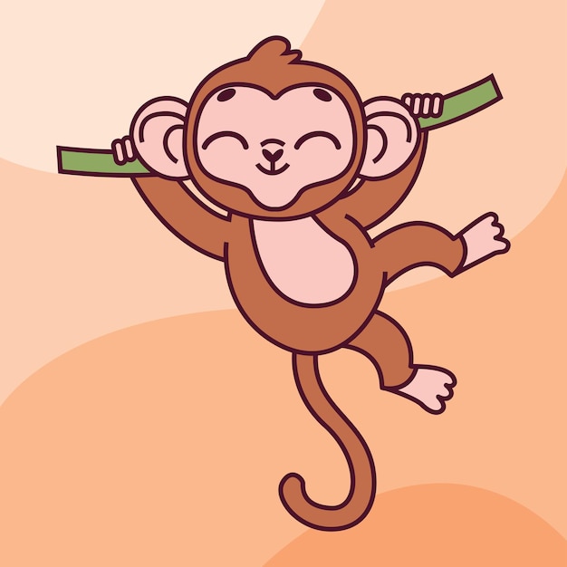 Cute monkey cartoon vector icon illustration logo mascot hand drawn concept trandy cartoon