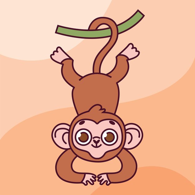 Cute monkey cartoon vector icon illustration logo mascot hand drawn concept trandy cartoon