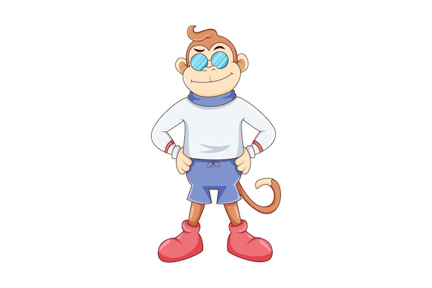 Cute Monkey Character Design Illustration