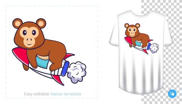 Cute monkey character. Prints on T-shirts, sweatshirts, cases for mobile phones, souvenirs.