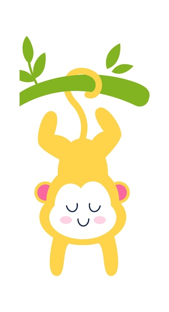 Cute Monkey Childish Cartoon Animal Vector illustration