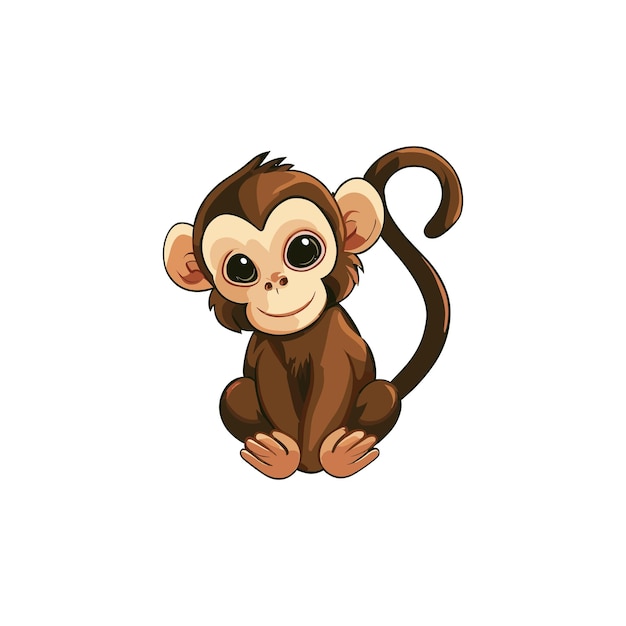 Cute monkey clipart vector illustration