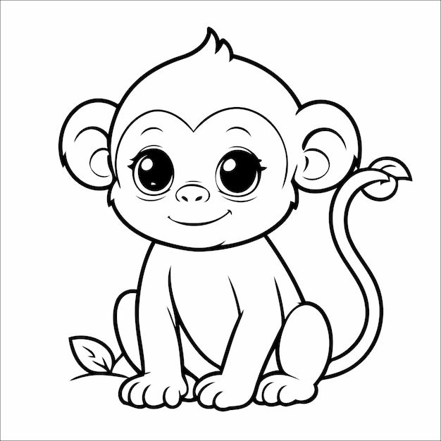 Cute Monkey Coloring Page For Kids