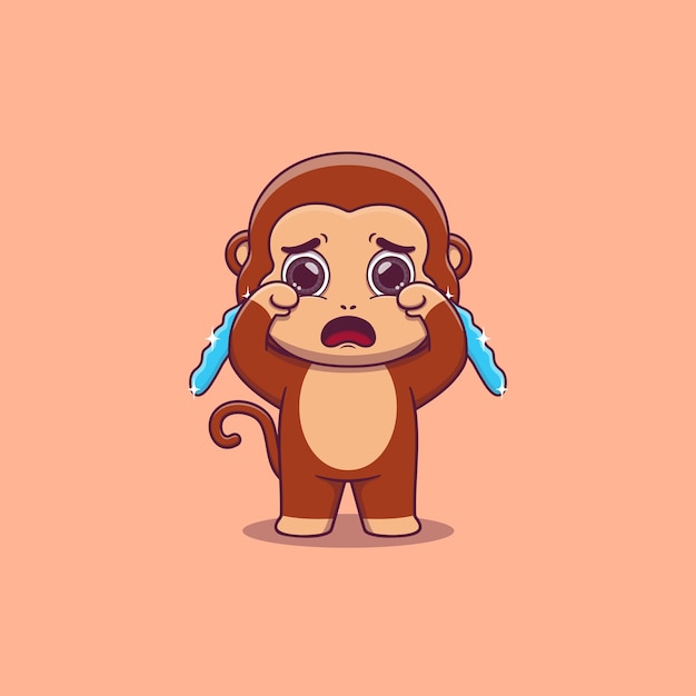 Cute monkey crying with tears