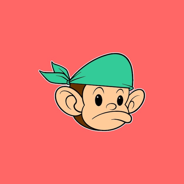 cute monkey head cartoon