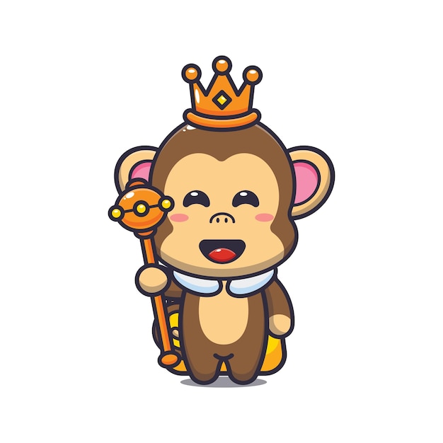 Cute monkey king Cute animal cartoon illustration