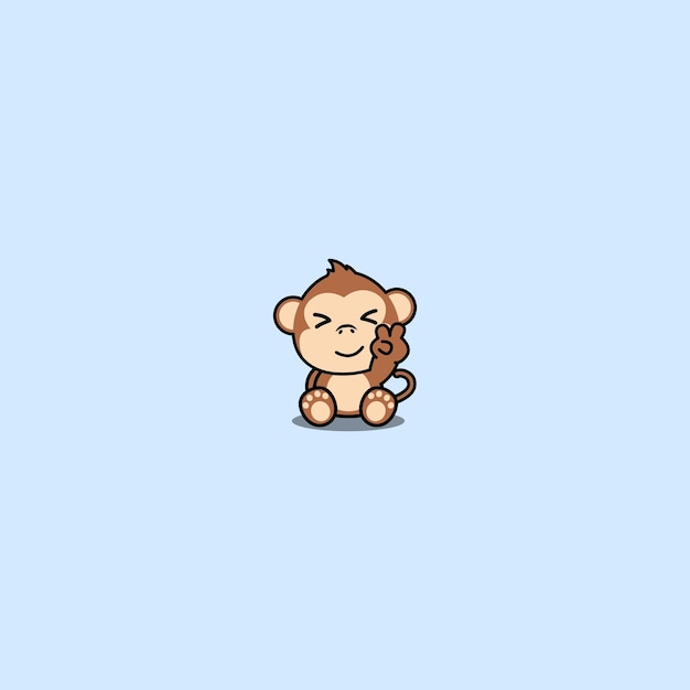 Cute monkey sitting cartoon vector illustration