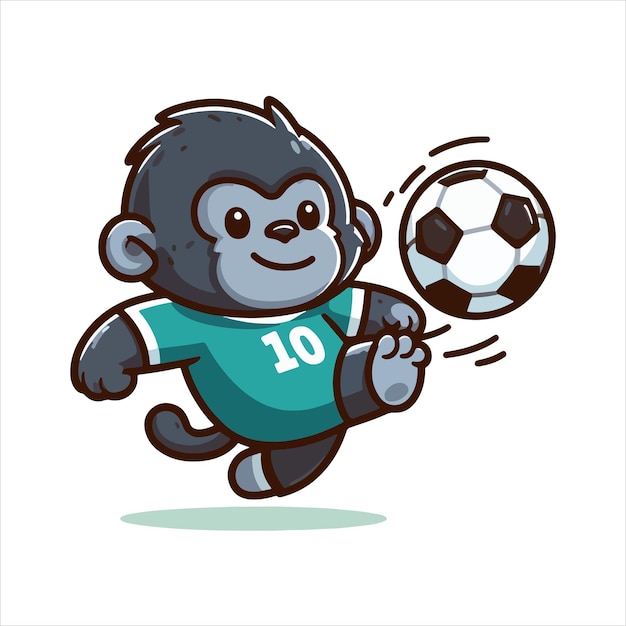 cute monkey soccer cartoon mascot vector