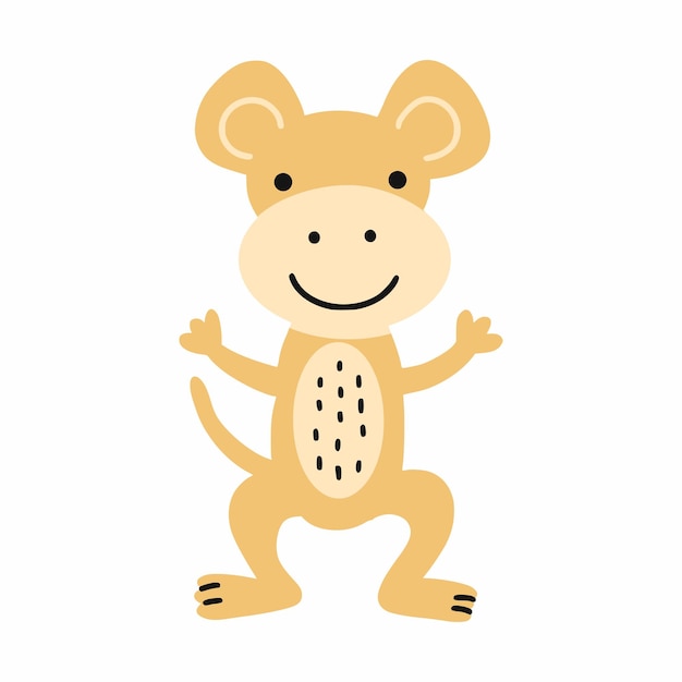 Cute monkey on white background Character for children book Doodle style illustration