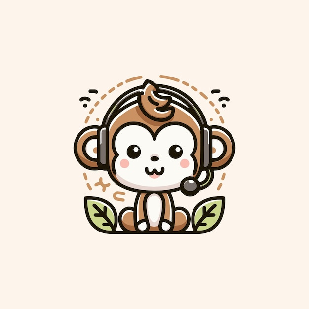 Cute Monkey with Headset Artwork