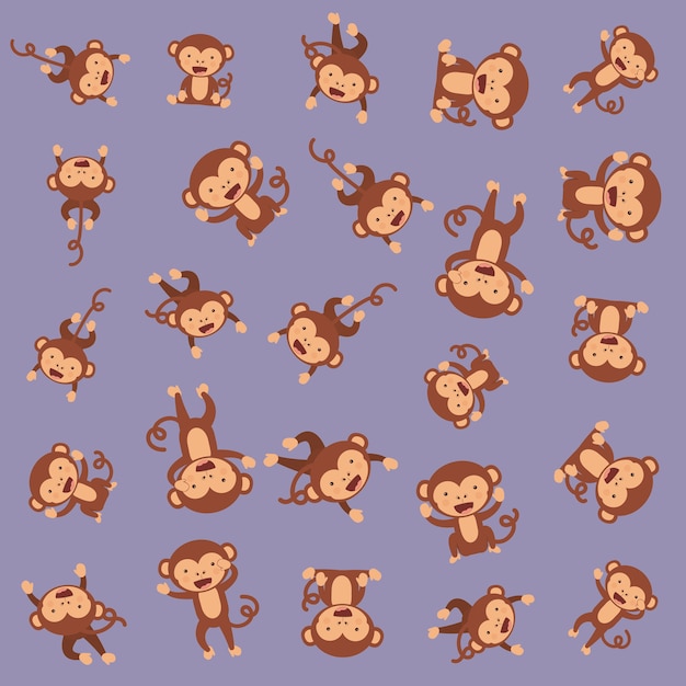 Cute monkeys pattern background