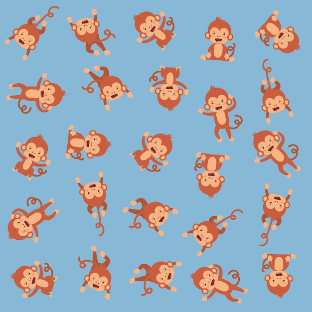 Cute monkeys pattern background