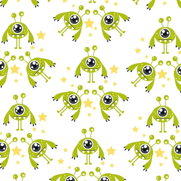 Cute monster cartoon character pattern collection suitable for textile design