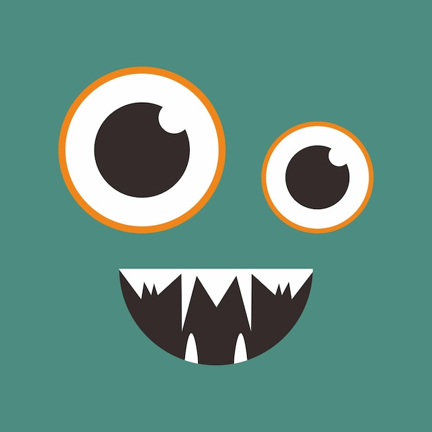 Cute monster cartoon expression smile happy