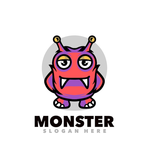 Cute monster cartoon logo design