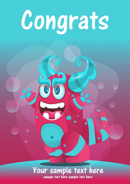 cute monster congrats greeting card 