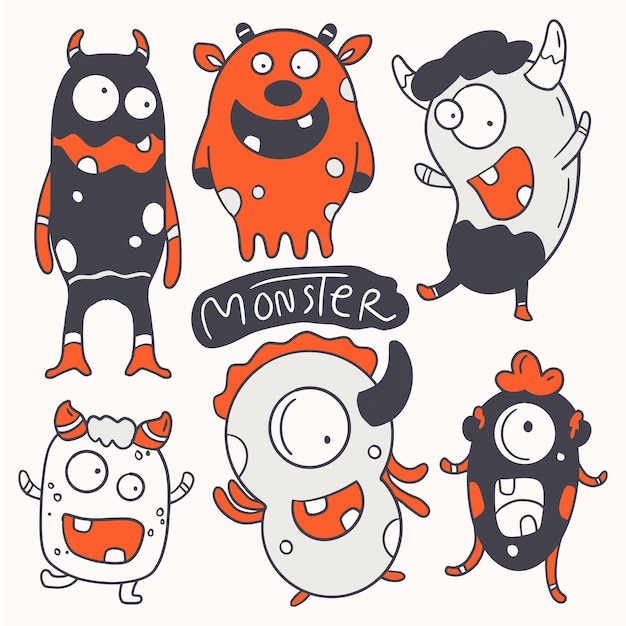 Cute monster doodle illustration