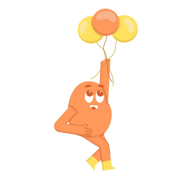 Cute monster flying with balloon