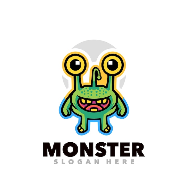 Cute monster funny logo design